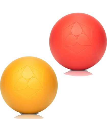 #DoYourFitness - 2x Lacrosse Bal - »Lio« - massagebal voor fasciatraining - 6 cm diameter - rood / geel