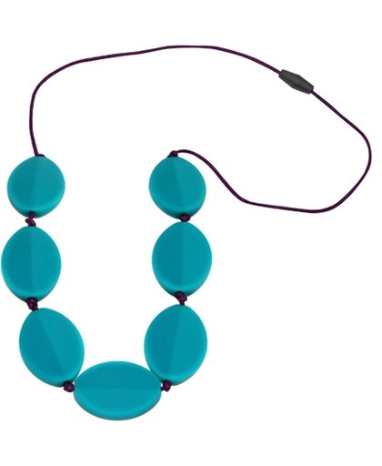 Jellystone Designs Caru Necklace - Kauwketting - Turquoise Baja Green with Eggplant cord