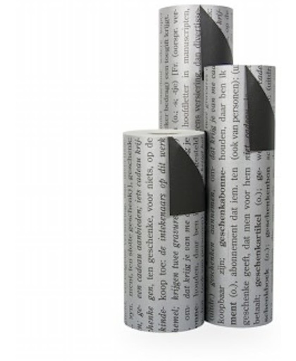 Cadeaupapier Zwarte Tekst op Zilver - Rol 70cm - 200m - 70gr | Winkelrol / Toonbankrol / Geschenkpapier / Kadopapier / Inpakpapier