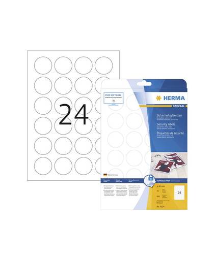 HERMA Etiketten wit veiligheidsetiketten Ø 40 A4 LaserCopy