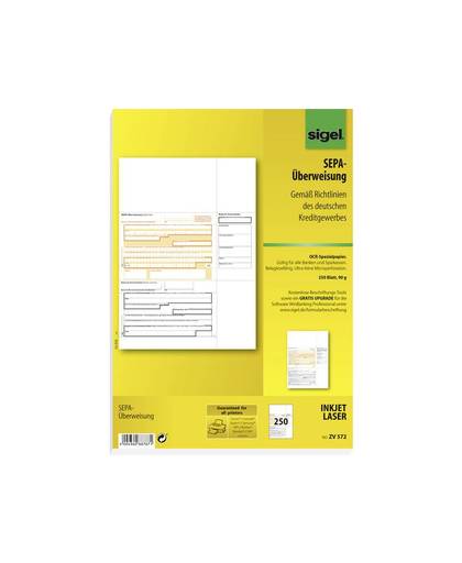 Sigel PC SEPA-overschrijving/ZV572 A4 speciaal OCR-papier, MP 90 g inh. 250 vel