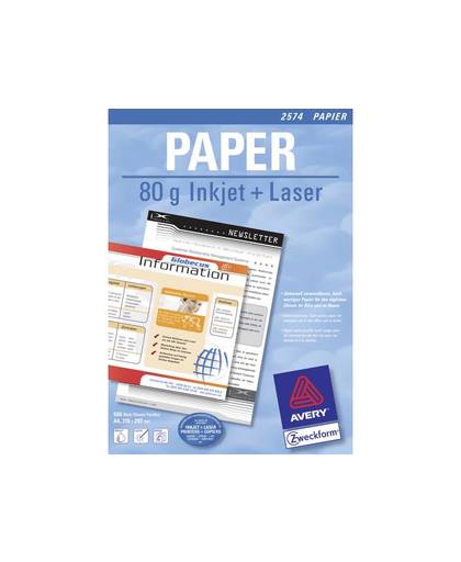 Printpapier Avery-Zweckform PAPER Inkjet + Laser 2574 DIN A4 80 g/mÂ² 500 vellen Wit