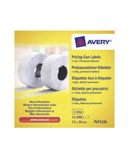 Avery-Zweckform 26 x 12 mm Papier Wit 15000 stuks Permanent PLP1226 Prijslabels