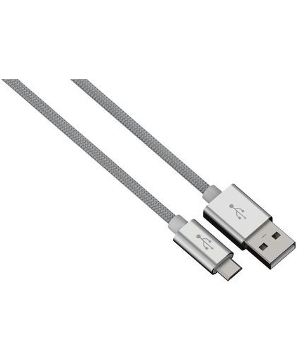 Hama Color Line 2m USB A Micro-USB B Mannelijk Mannelijk Aluminium, Zilver USB-kabel