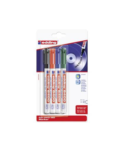 Edding CD/DVD marker 4-8400-4-1999 4-8400-4-1999 Zwart, Rood, Groen, Blauw 0.5 mm, 1 mm 4 stuks/pack