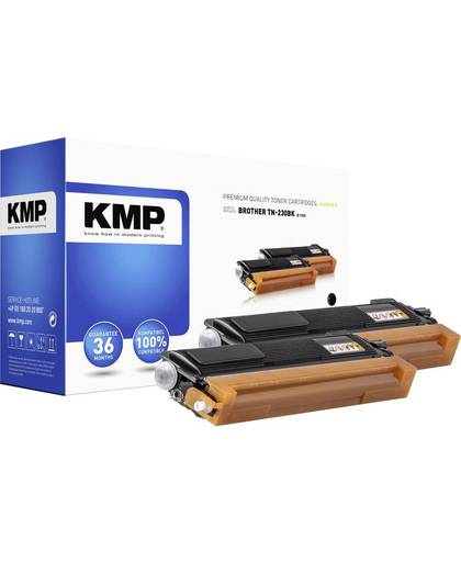 KMP Toner set van 2 vervangt Brother TN-230BK, TN230BK Compatibel Zwart 4400 bladzijden B-T32D