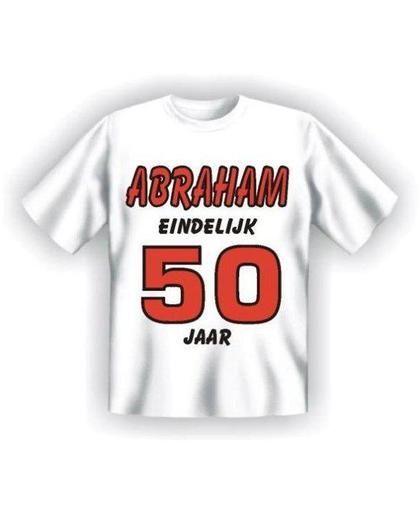 Benza T-Shirt - ABRAHAM eindelijk 50 jaar - (Leuk, Grappig, Mooi, Funny, Leeftijd, Verjaardag) - Maat M