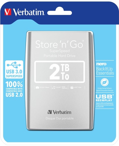 Verbatim Store 'n' Go externe harde schijf 2048 GB Zilver