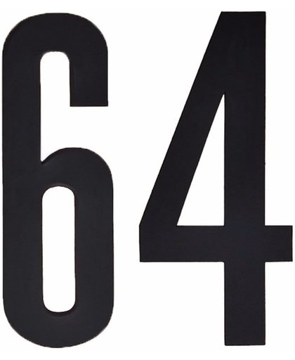 Cijfer sticker 64 zwart 10 cm - klikocijfers / losse plakcijfers