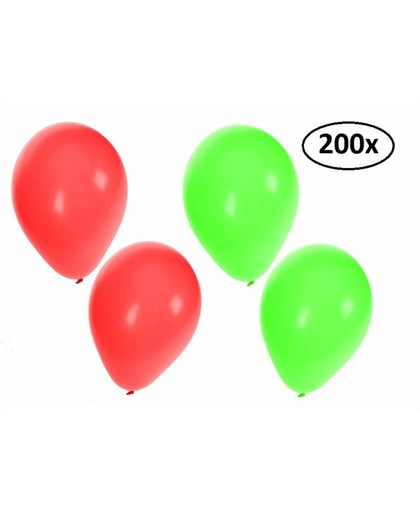 200x Ballonnen rood en groen