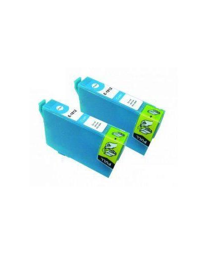 Merkloos - Inktcartridge / Alternatief voor de Epson T1812XL / Cyaan / Hoge Capaciteit / 2-pack
