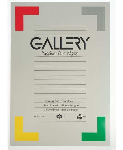 17x Gallery tekenblok, houtvrij papier, 120 g/m  ,ft 29,7x42cm (A3), blok van 24 vel