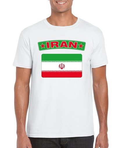 Iran t-shirt met Iraanse vlag wit heren 2XL