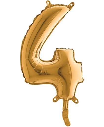 Folieballon cijfer '4' goud (35cm)