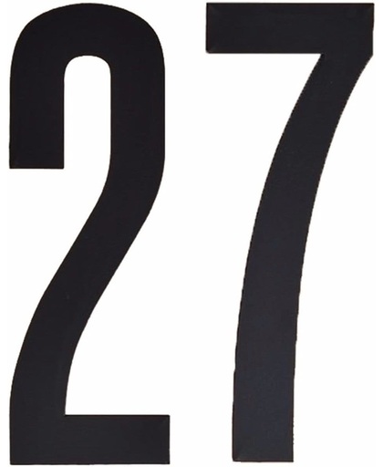 Cijfer sticker 27 zwart 10 cm - klikocijfers / losse plakcijfers