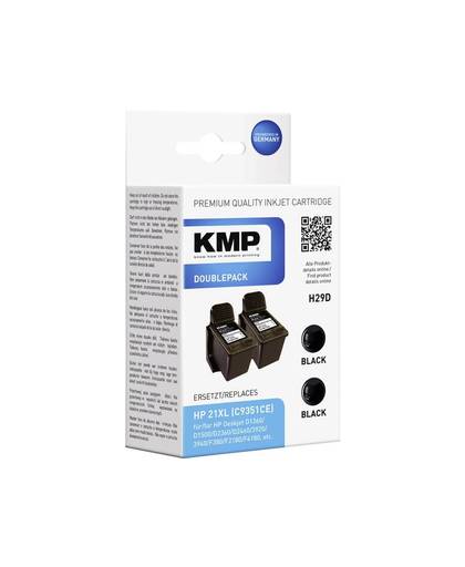 KMP Inkt vervangt HP 21 Compatibel 2-pack Zwart H29D 1900,4021