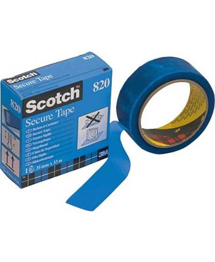 3M Scotch Secure Tape - 820 kantoortape 33 m Blauw
