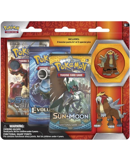 Pokemon Entei Collector's Pin 3-pack blister