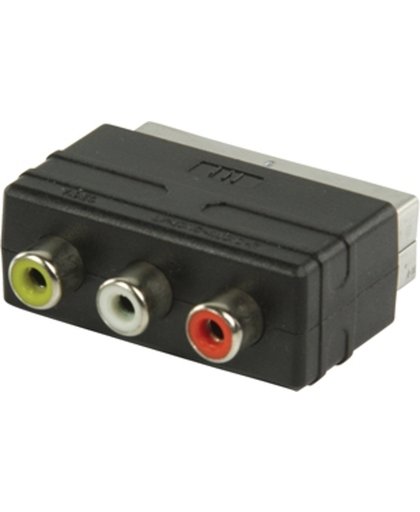 Valueline VLVP31900B Scart Plug (21p aangesloten) 3x RCA Vrouwelijk Zwart kabeladapter/verloopstukje