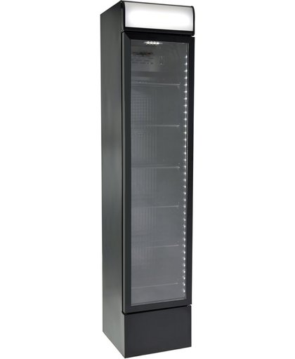 Gastro-Cool DC130 - Slimline koelkast met glazen deur 125 Liter - Zwart/Zwart/Zwart 135101