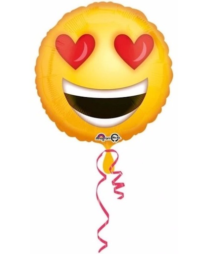 Helium ballon smiley met hartjes ogen 43 cm