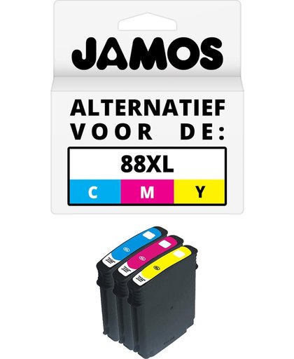Jamos - Inktcartridges / Alternatief voor de HP 88XL Kleuren CMY Set
