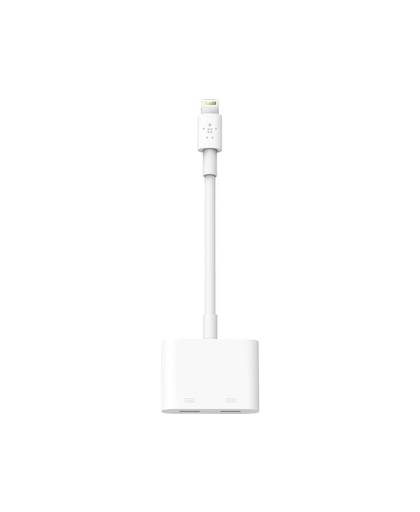 Belkin iPhone Audiokabel/Laadkabel [1x Apple dock-stekker Lightning - 2x Apple Dock-bus Lightning] Wit