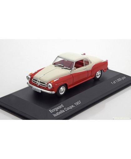 Borgward Isabella Coupe, Rood/mat-Wit 1957 Whitebox 1-43 Limited 1008 Pieces