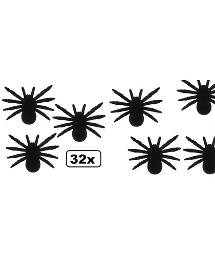 32x Halloween dikke spin zwart 11cm