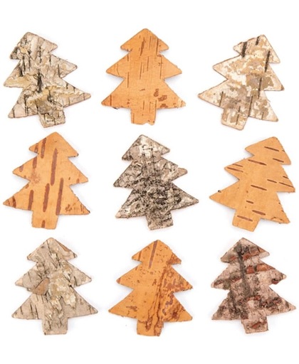 Kerstbomen van schors. Creatieve knutselpakketten voor kerstdecoraties (30 stuks per verpakking)