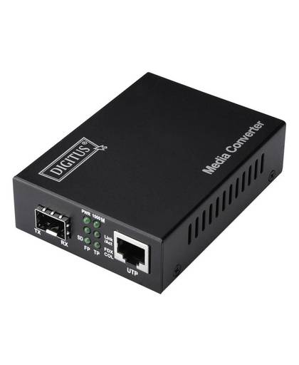 Digitus Professional DN-82130 DIGITUS Media Converter, SFP, 10/100 / 1000Base-T SFP open sleuf, Incl. PSU Zonder SFP-modules 1 Gbit/s