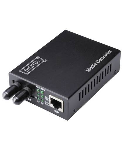 Digitus Professional DN-82010-1 DIGITUS Media Converter, Multimode, 10 / 100Base-TX aan 100Base-FX, Incl. PSU ST-connector, tot 2 km 100 Mbit/s