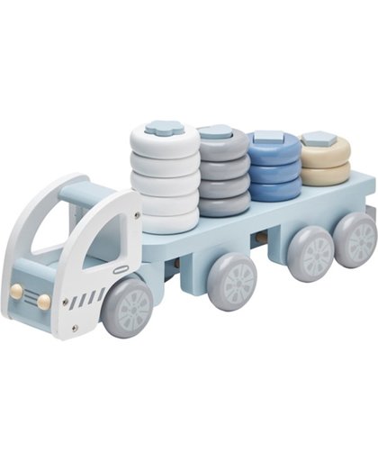 Houten vrachtwagen met ringen blauw Kids Concept
