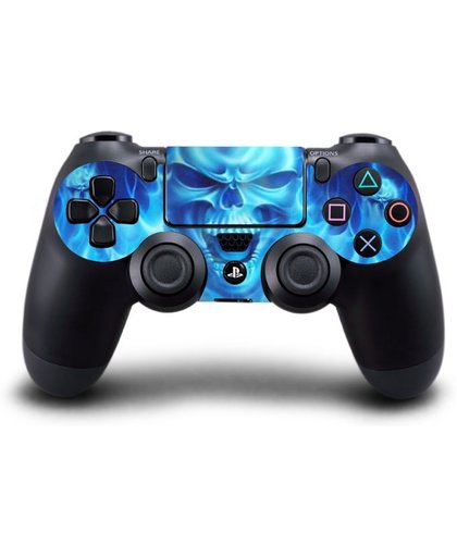 Blauwe Vlammen � Skull PlayStation sticker � PS4 controller skin