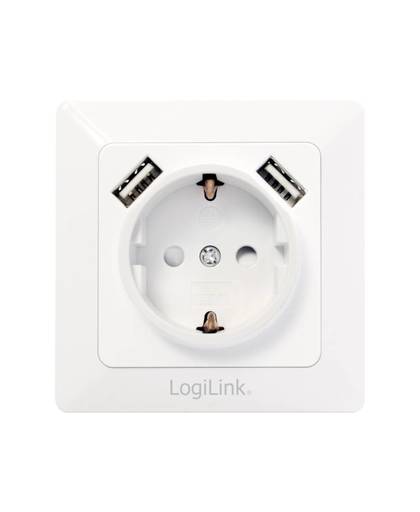 Inbouwstopcontact LogiLink PA0162 1-voudig IP20 Wit Met USB