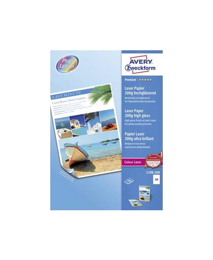 Avery-Zweckform Premium Laser Paper 200g high gloss Laserprintpapier DIN A4 200 g/mÂ² 200 vellen Wit
