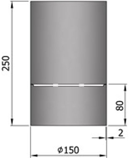 TT Kachelpijp Ø150 condensring 250mm grijs - grijs - 2mm - staal - H250 Ø150mm