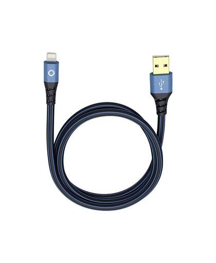 iPad/iPhone/iPod Datakabel/Laadkabel [1x USB-A 2.0 stekker - 1x Apple dock-stekker Lightning] 1.5 m Blauw-zwart Oehlbach USB Plus LI