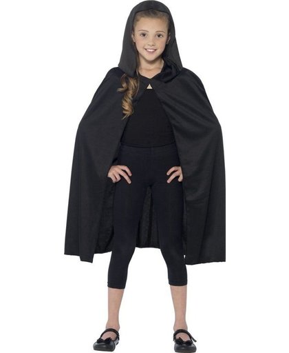 Zwarte cape met capuchon voor kinderen Halloween  - Verkleedattribuut - One size