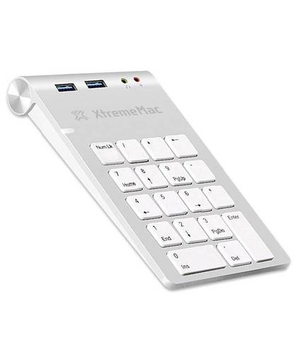 XtremeMAC XM-NPHUB32-AU-SLV USB numeriek toetsenbord USB-aansluiting, Audio-aansluiting Zilver/wit
