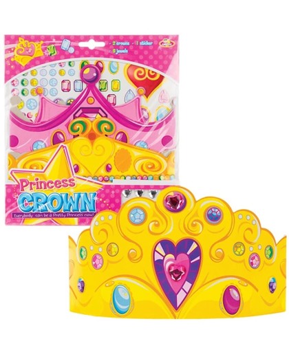 Stickerpakket prinsessenkroon voor kinderen. Leuke knutsel- en decoratiesets voor jongens en meisjes (3 stuks per verpakking)