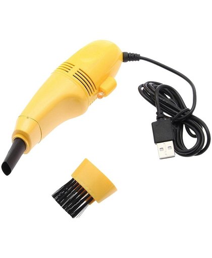 Premium Gele USB Mini Stofzuiger met Opzetborstel en USB Kabel - Geel | Ideaal voor het Schoonmaken van Uw Toetsenbord | Stofkam | Borstel