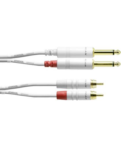 Audio Adapterkabel [2x Jackplug male 6.3 mm - 2x Cinch-stekker] 1.50 m Wit Cordial