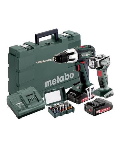 Accuklopboor/schroefmachine Metabo SB 18 LT incl. 2 accus, incl. koffer, incl. acculamp, incl. accessoires 18 V 2 Ah Li-ion