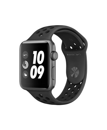 Apple Watch Series 3 Nike+ 42 mm Aluminium kast Sportband Antraciet, Zwart