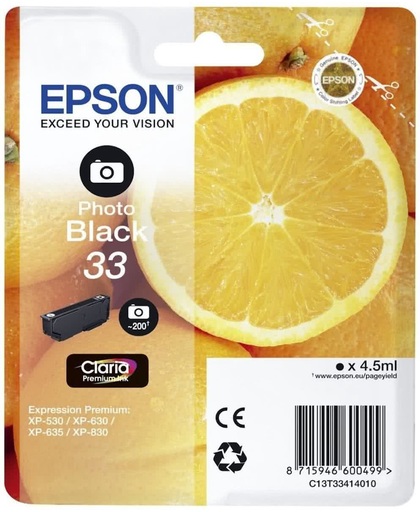 Epson C13T33414022 inktcartridge Foto zwart 4,5 ml 200 pagina's