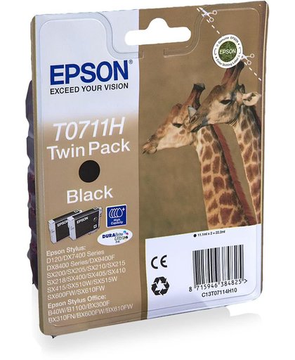 Epson Dubbelpack Inktpatroon Black T0711H, duoverpakking T0711H DURABrite Ultra Ink inktcartridge