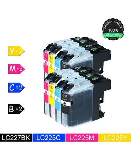LC227 Inktcartridges voor Brother DCP-J4120DW, MFC-J4420DW, MFC-J4620DW, MFC-J4625DW - Zwart / Cyaan / Magenta / Geel (Pack of 8)