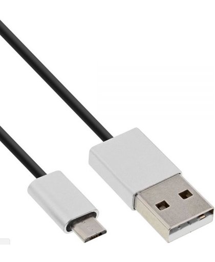 InLine 31705I 0.5m USB A Micro-USB B Mannelijk Mannelijk Aluminium, Zwart USB-kabel