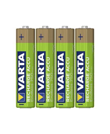 Oplaadbare AAA batterij (potlood) Varta Endless Ready to Use NiMH 750 mAh 1.2 V 4 stuks